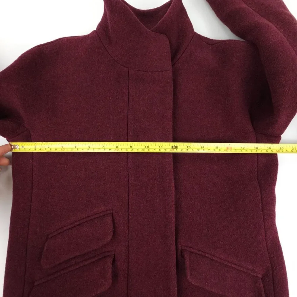 J CREW Wool Cocoon Coat Italian Stadium-cloth Burgundy Old Money Quiet Luxury 2P - Picture 3 of 9